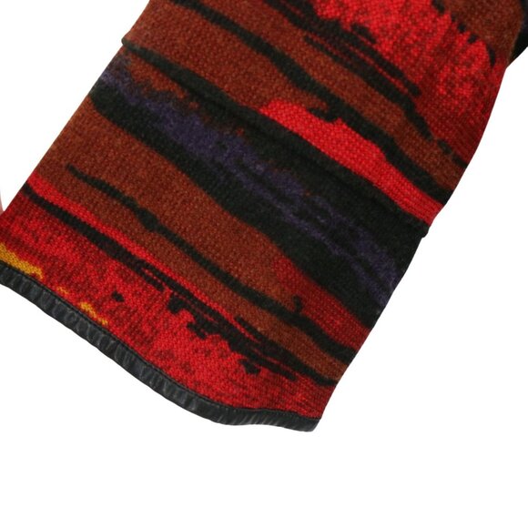 Ali Miles Southwestern Aztec Faux Leather Trim Cowl Neck Cardigan Sweater 2X - Picture 3 of 7